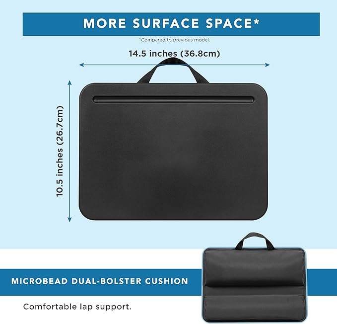 LAPGEAR Compact Lap Desk - Black - Fits up to 15 Inch Laptops - Pack of 12 - Style No. 43008