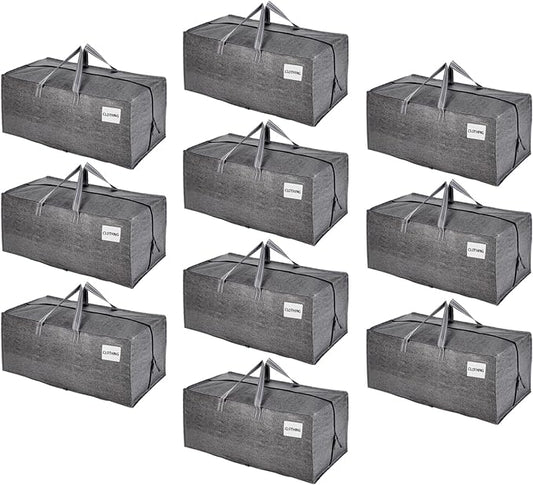 VENO 10 Pack Moving Bags w/Backpack Straps, Moving Boxes & Storage Bins Alternative, Packing Supplies, Camping Accessories Totes for Storage, Dorm Room Essentials Storage Bags (Gray, 10 Pack)