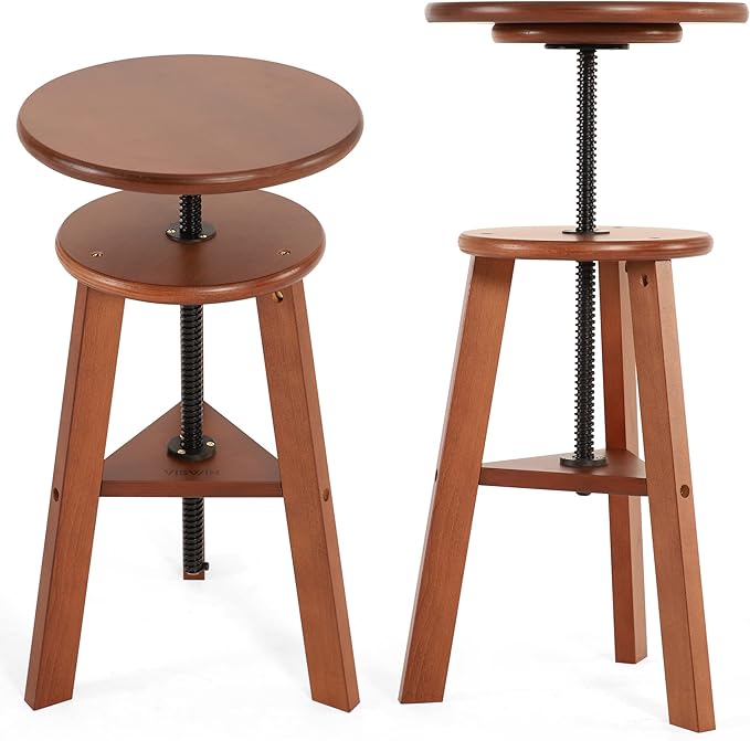 VISWIN 19"-26" H Wooden Adjustable Height Stool, Beech Wood Artist Stool for Drafting, Painting Stool for Artists, Adults, Wood Chair for ArtStudio, Bar, Kitchen, Home Use, Office
