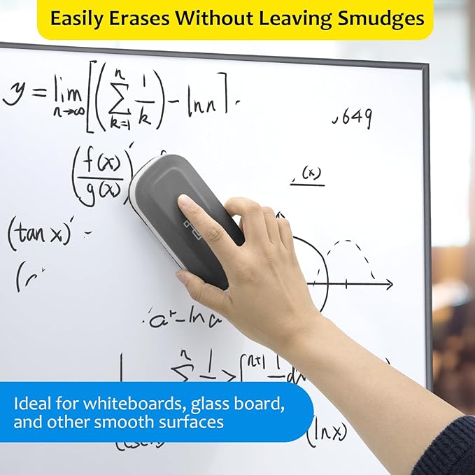 maxtek Magnetic Dry Erase Eraser, Glass Board Erasers, 2 Pack, Whiteboard Eraser for Dry Erase Board, Glass Board, Calendar Board, Office and School Supplies (Gray)