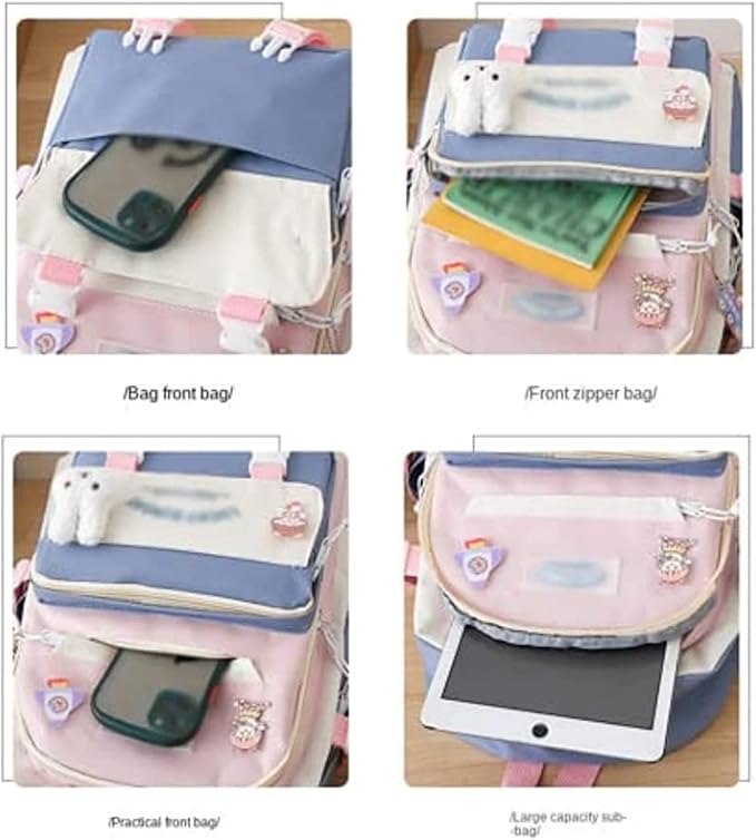 Kawaii Backpack 5Pcs Set Lightweight aesthetic backpack,Teens laptop computer cute backpacks for girls (kawaii backpack,one size)