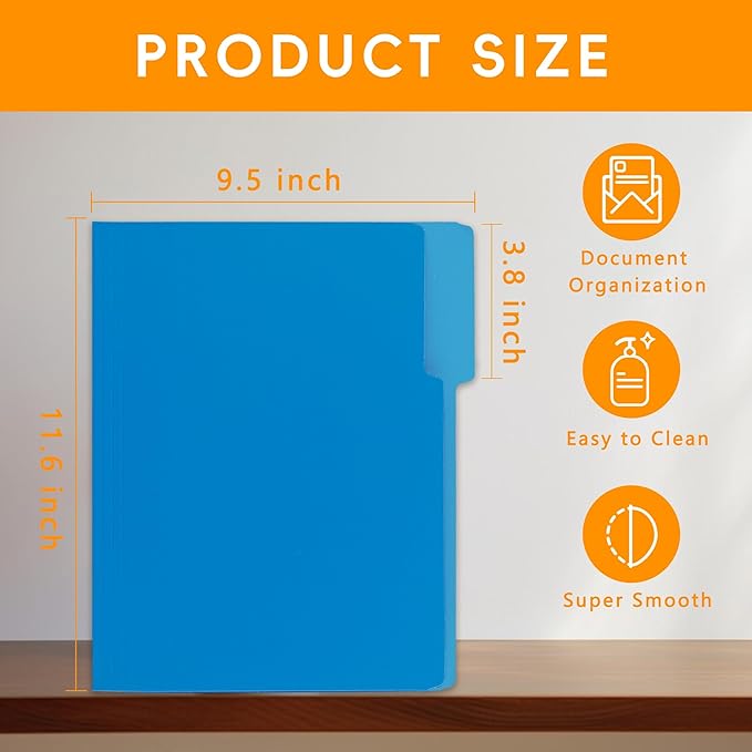 36 Packs File Folder,Blue Folders 1/3-Cut Tabs,Letter Size File Folder,8.5x11 Inch File Folders for Office,School and Home,Organizer Documents