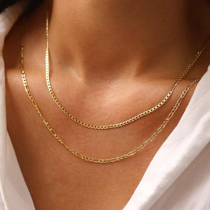 Herringbone Necklace for Women,Dainty Gold Necklace,14k Gold Plated Snake,Gold Chain Choker Necklaces,Simple Gold Layered Necklaces,Gold Jewelry Gift for Women