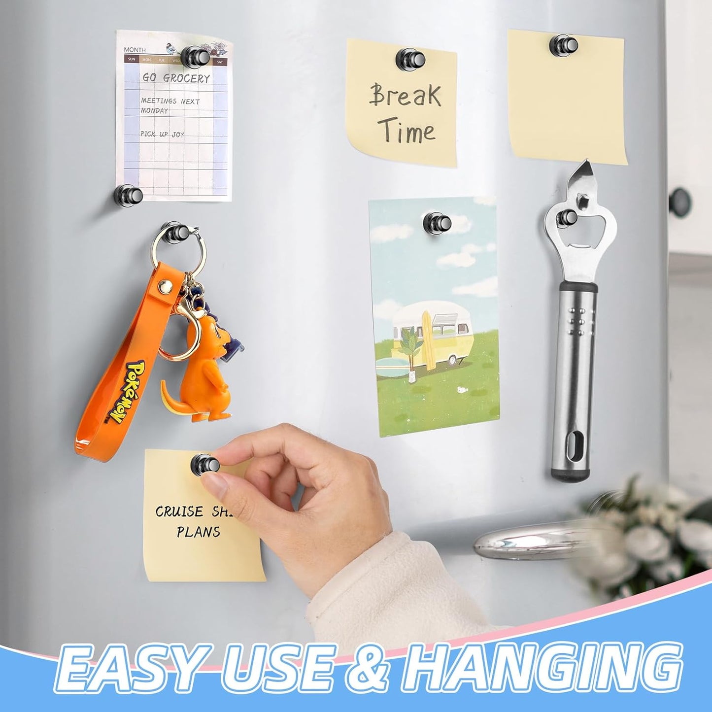 VNDUEEY 20Pcs Strong Fridge Magnets, Black Refrigerator Magnets, Magnetic Push Pins, Strong Whiteboard Magnets for Locker, Map, Kitchen, Office, School, Adults