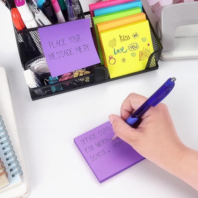 Sticky Notes 3x3 inch Bright Colors Self-Stick Pads 24 Pads/Pack 70 Sheets/Pad Total 1680 Sheets