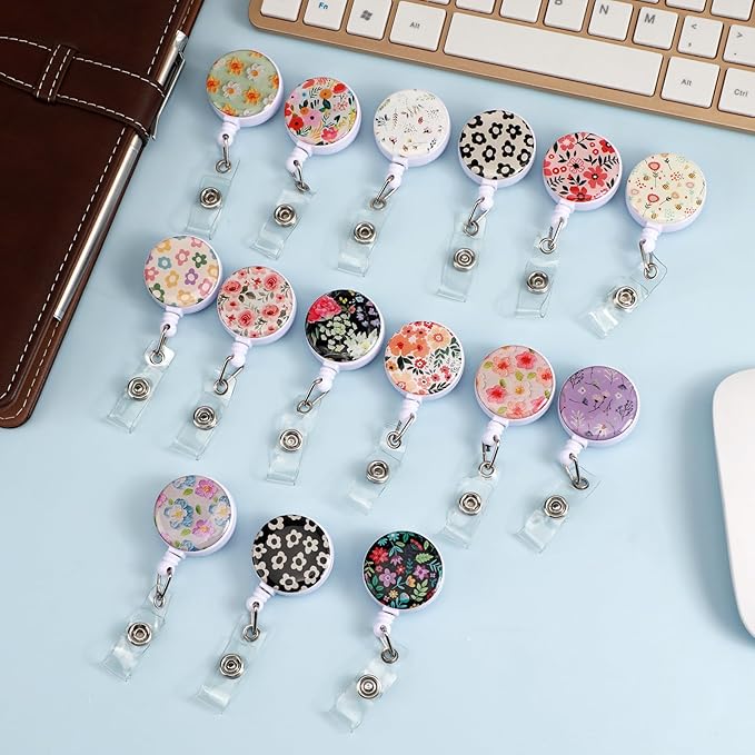 Retro Rainbow Badge Reels Holder Retractable with ID Clip for Nurse Name Tag Card Nursing for Doctor Teacher Student Employee Office Medical Work