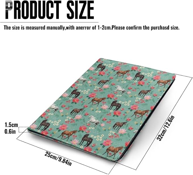 Cozeyat Floral Horse Clipboard Folder Portfolio, A4 Leather Padfolio Clipboard, Business Portfolio Clipboard Folder Professional Portfolio for Interview Resume Office Conference