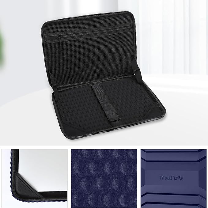 MOSISO 13-13.3 inch Laptop Sleeve with Handle, Waterproof Shockproof Protective Symmetrical Trapezoid EVA Computer Bag Carrying Case Compatible with MacBook Air/Pro 13.3, Dell XPS 13, Navy Blue