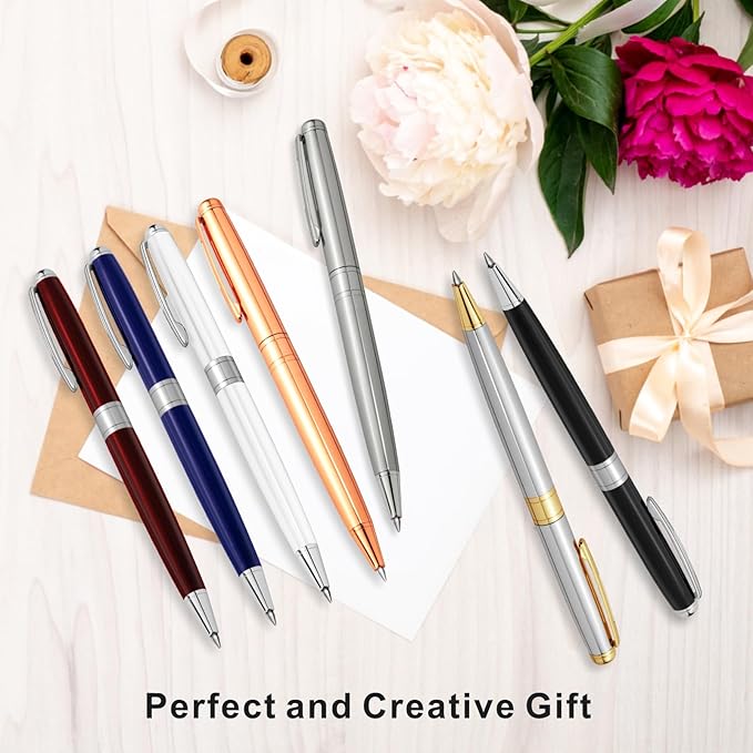 Cambond Ballpoint Pens Red Pens - Black Ink Fancy Pens for Journaling Gift Business Men Police Flight Attendants, Smooth Writing 1.0 mm Medium Point, 3 Pens with 3 Extra Refills (Red)