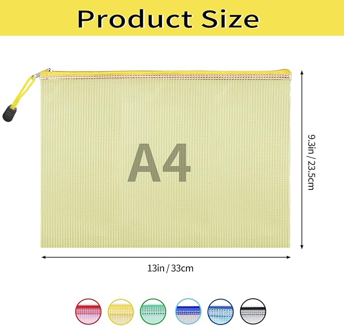 EOOUT 12pcs Mesh Zipper Pouch for Organizing, A4 Letter Size Zipper Storage Bags, Multicolor Plastic File Pouch Multipurpose for Classroom Organization Travel Storage Board Game Storage