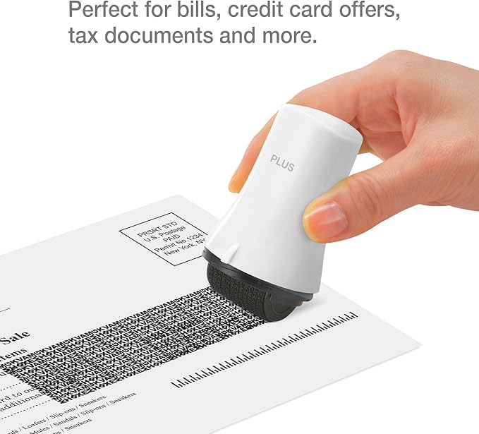Advanced ID Roller, Protect Your Private Information with Guard Your ID Theft Prevention and Confidential Roller Stamp, Easy to use Mess-Free Address Blocker, ASOTV (Wide 3-Pack, White)