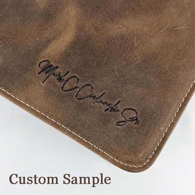 Personalized Leather Portfolio for Lefty, Engraved Leather Notepad Portfolio Binder, Custom Leather Legal Pad Padfolio, Christmas Gift for Him/Her (Notepad, Khaki-Custom)