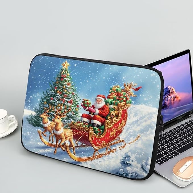 Christmas Deer Laptop Sleeve for Women 15 inch Lap Top Case Slightly Laptop Pouch with Humanize Design Computer Carrying Case Easy to Clean Laptop Accessories Reindeer Tablet Bag