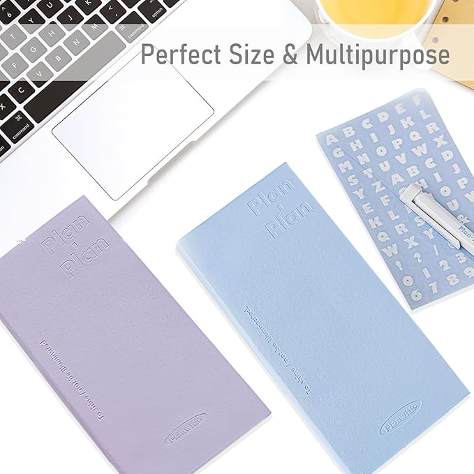 Soft Leather Pocket Notebook - 3.5" x 7.3" - to Do List Daily Planner with 160 Pages & Stickers - Ideal for Daily Plans, School, and Office Supplies (Blue)