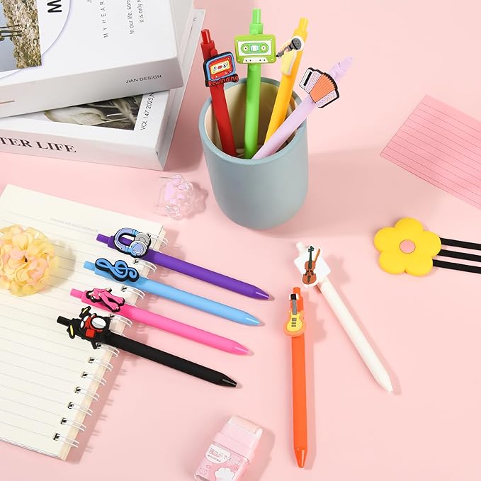 10Pcs Funny Music Theme Ballpoint Pens with Cute Music Pattern for Women Men Bulk for Coworkers Team Staff Funny Office Stationary (music)