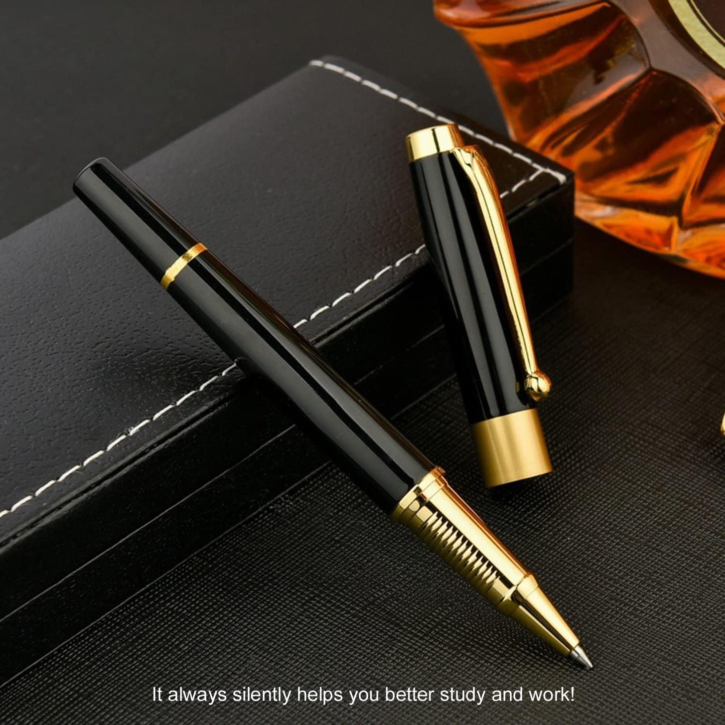 YIVONKA Ballpoint Pen Black Refill,Luxury Ballpoint Line width 0.5mm,Best Ball Pen Gift Set for Men & Women Professional Executive,Office,Nice BallPens Classy Gift Box (Black)