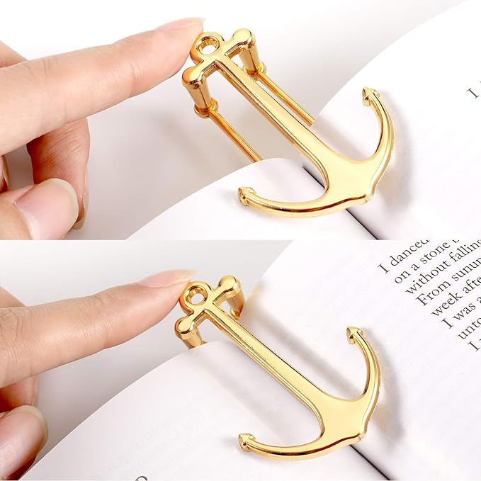 Creative Anchor Bookmark for Reading Hands Free Metal Bookmark Page Holder Book Holder Students Teachers Graduation Gifts School Office Supplies (Silver)