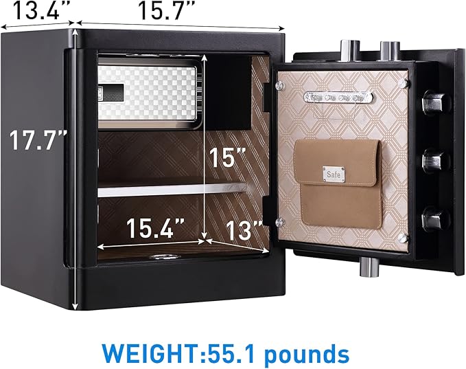 Tenamic Deluxe Biometric Fingerprint Safe Box Smart Touch Screen Fireproof Safe for Home Office Hotel 2.16 Cubic Feet