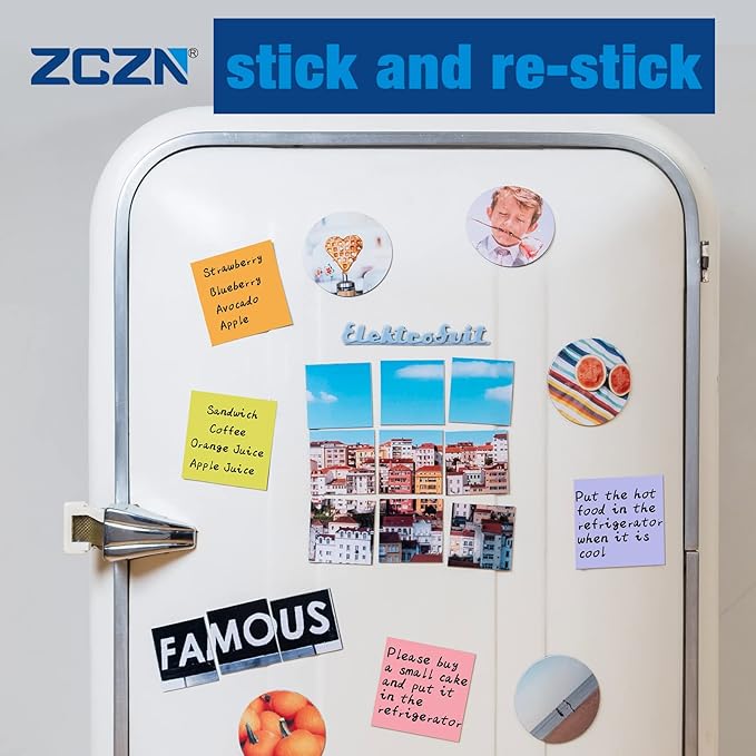 ZCZN Small Sticky Notes, 2in x 2in, 100 Sheets/Pad, 8 Pads/Pack, White