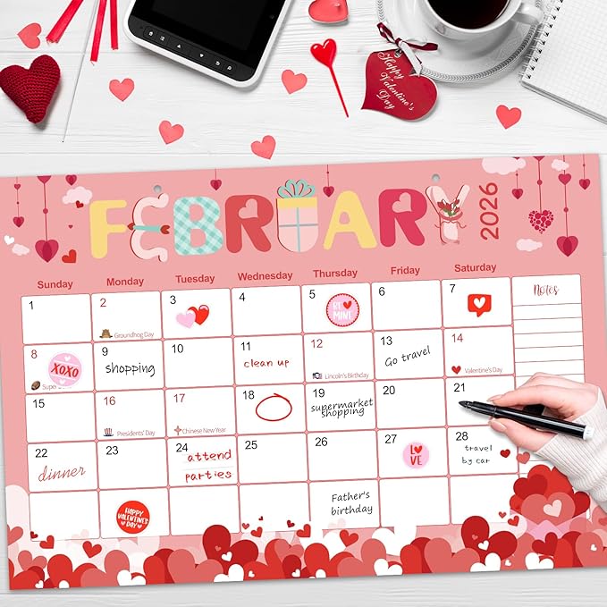 GuassLee Desk Calendar 2025, Monthly Calendar 2025, 18-Month School Year Calendar, 2025 Jan - 2026 Jun, 17"x11.5" Large Desk Planner with Corner Protectors, Ample Blocks ＆ Notes for Home Office