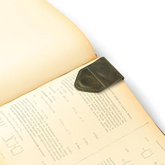Londo Genuine Leather Handmade Bookmark (Set of 2) (Magnetic, Green)