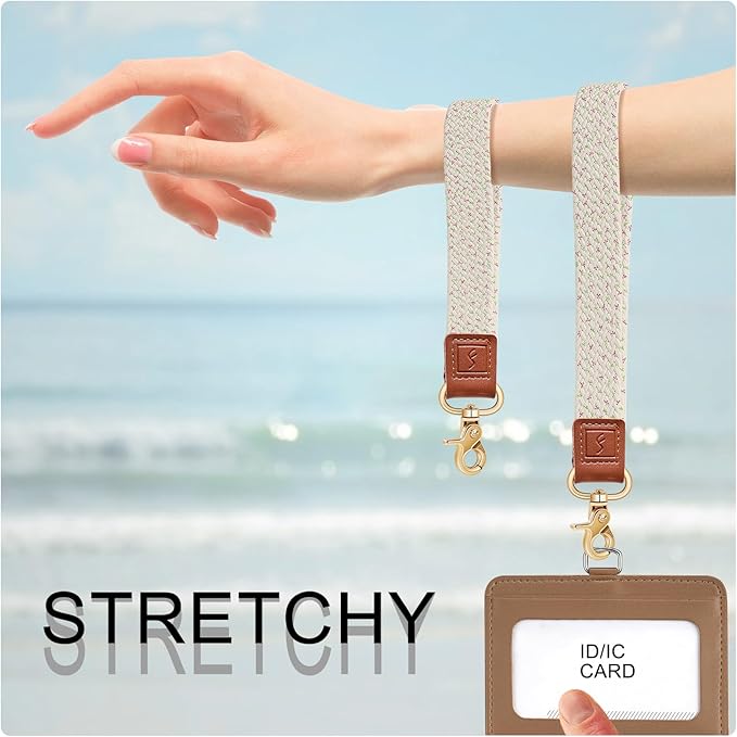 Fishent Stretchy Wristlet Keychain, Cute Wrist Lanyards for Keys, Key Chain Holder for Women Men, Wrist Strap Keychain for Car Keys Phone Camera Wallet ID Badges Card (Sakura Blossoms)