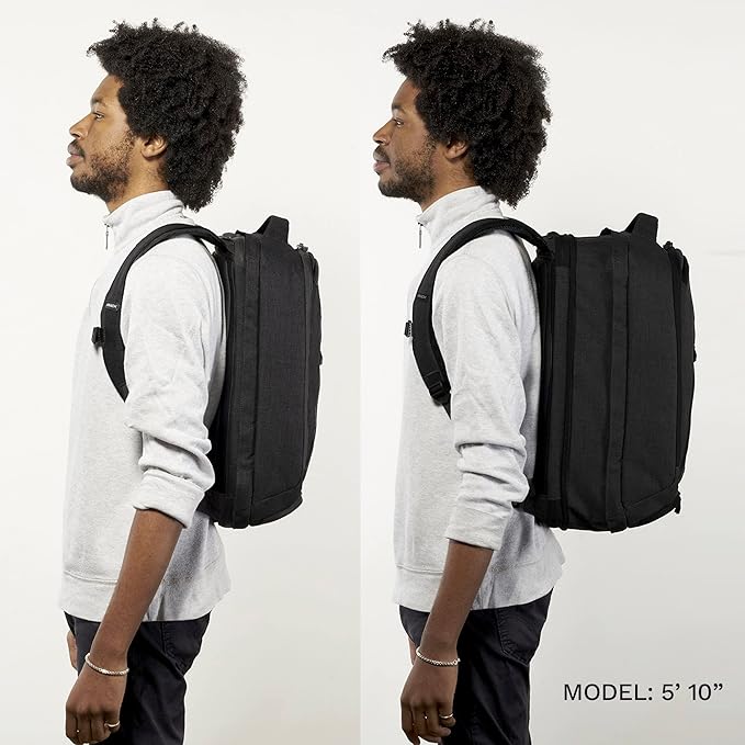 Knack Series 1 Laptop Backpack Fits up to 15 Inch - Knack Bags Carry-On Backpack, TSA Approved, Expandable Travel Backpacks With 3 Day Outfit Capacity (Stealth Black, Medium)