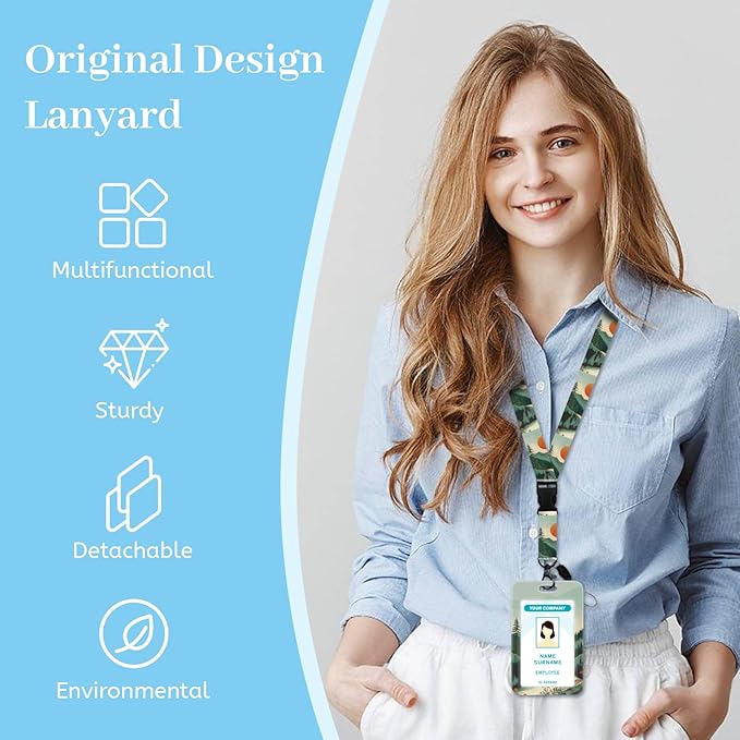 Lanyards for Id Badges, Badge Holder with Retractable Reel Clip, Sunrise Sunset Mountain Tree Work Name Tags Keychain Lanyard ID Card Protector Case for Women Teacher Nurse Doctor Office