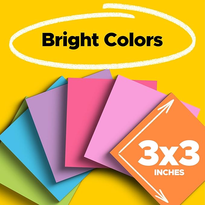 Post-it Super Sticky Notes Value Pack, 24 Pads, Convenient School Bus Carry and Storage Case, 2X The Sticking Power, 3x3 in, Bright Colors (Orange, Pink, Blue, Green, Yellow), Recyclable (654-24SSBUS)