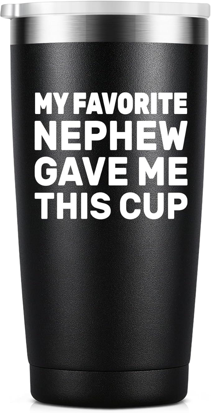 Uncle Gifts from Nephew, Uncle Birthday Gift, Fathers Day Christmas Birthday Gifts for Uncle, Best Uncle Ever Gifts for Uncle, 20oz Stainless Steel Insulated Uncle Tumbler, Black