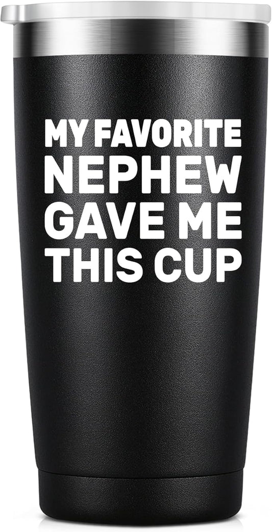Uncle Gifts from Nephew, Uncle Birthday Gift, Fathers Day Christmas Birthday Gifts for Uncle, Best Uncle Ever Gifts for Uncle, 20oz Stainless Steel Insulated Uncle Tumbler, Black