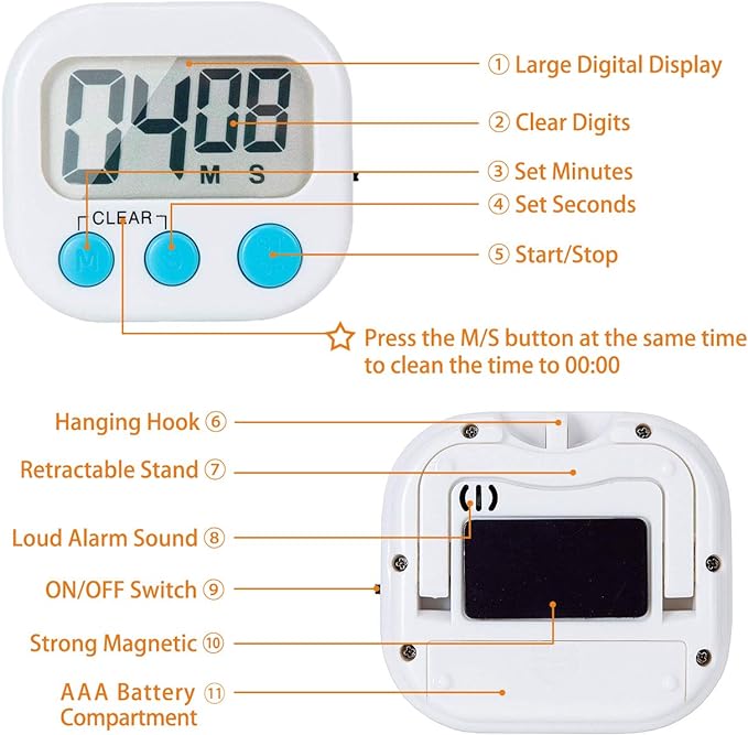 Classroom Timers for Teachers Kids Large Magnetic Digital Timer 4 Pack Blue White