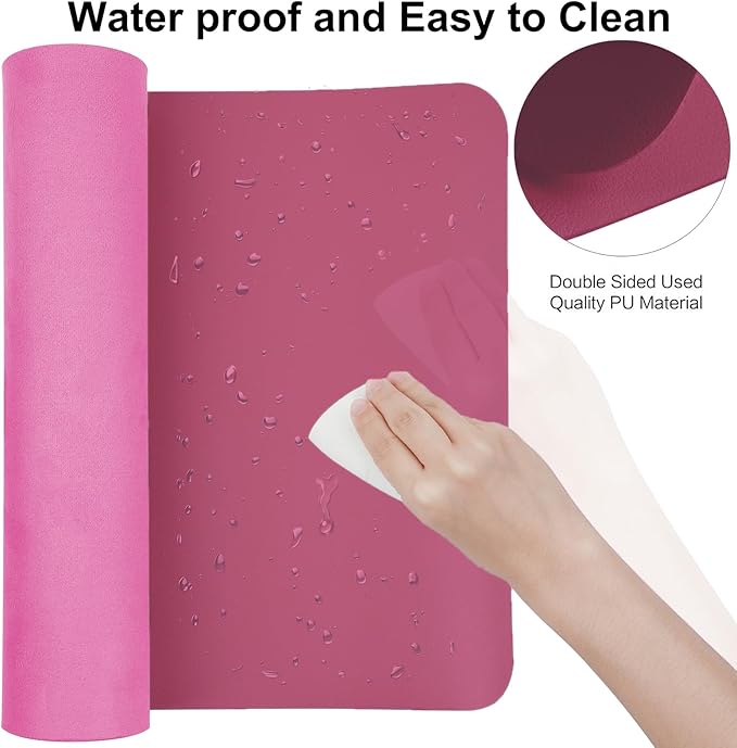 ‎Boutilon Leather Desk Pad 35"x 17" Non-Slip Mouse Pad,Office Desk Mat,Waterprooft PU Leather Desk Blotter,Desk Pad Protector,Desk Writing Pad for Home Office Decor (L-Rose Pink,35"x 17")