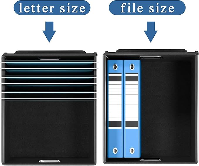Huolewa Upgraded Portable Leather File Organizer Boxes with Lids, Office Document Boxes Organizer, Filing Boxes, Decorative Small File Boxes for Hanging Files with Plastic Slide for Office/Decor/Home