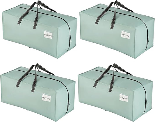 VENO 4 Pack Moving Bags w/Backpack Straps, Moving Boxes & Storage Bins Alternative, Packing Supplies, Camping Accessories Totes, Dorm Room Essentials Storage Bags (Light Green Matte, 4 Pack)