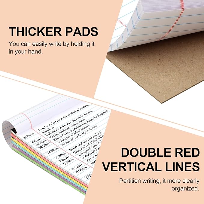 Utron 6 PCS Small Legal Pads 5x8 Colorful, Narrow Ruled Small Note Pads 5x8, Micro Perforated Writing Pad, College Ruled Legal Notepads 5x8 for Study, Office, To-Do Lists(30 Sheets/Small Notepad)
