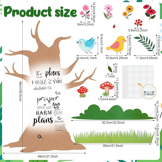 Classroom Tree Bulletin Board Set Bulletin Board Tree Cutouts, Classroom Tree Wall Decor for Elementary School Teacher Chalkboard Supplies (Bible Style)