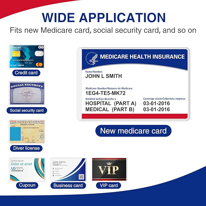 New Medicare Card Protector, 6 Pack Plastic Card Holder for Wallet Single 12 Mil Business Card Sleeve Waterproof Cards Plastic Protector for Credit Card Business Card Social Security Card