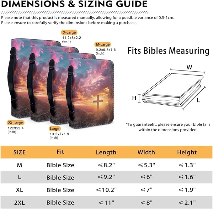 Lotusorchid Bible Book Cover for Women, Cross Print Bible Cover Case Sturdy Zippered Bible Carrying Case with Handle Pocket Portable Bible Bag for Bible Study, Pink, L