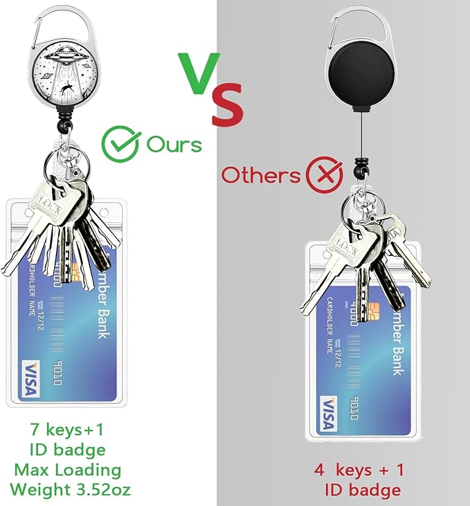 Lanyards for Id Badges, Badge Holder with Retractable Badge Reel Clip, Art UFO Night Work Card Name Tag Keychain Lanyard Vertical ID Card Protector for Women Nurse Doctor Teacher Student