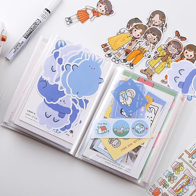 Doraking A6 Storage Folder, Sticker Collecting Album Organization Sheets Book Accessories for Labels Storage Planner Stickers Organizers Collector Recipe Cards Back to School Gifts