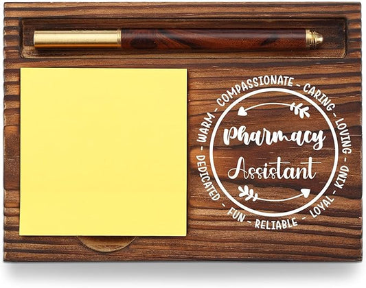 Pharmacy Assistant Sticky Note Holder, Pharmacist Pharmacy Tech Appreciation Gift, Thank You Gifts for Pharmacy Crew Pharm Assistant Technician Self-Stick Note Pad Holders Desk Organizer TZP21