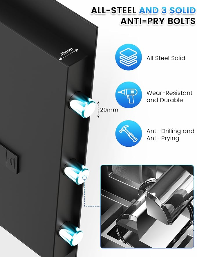 3.8 Cu ft Extra Large Safe Box Fireproof Waterproof, Security Home Safe with Fireproof Bag, LCD Digital Keypad Key Lock and Removable Shelf, Fire Document Safe for Money Medicines Jewelry Valuables