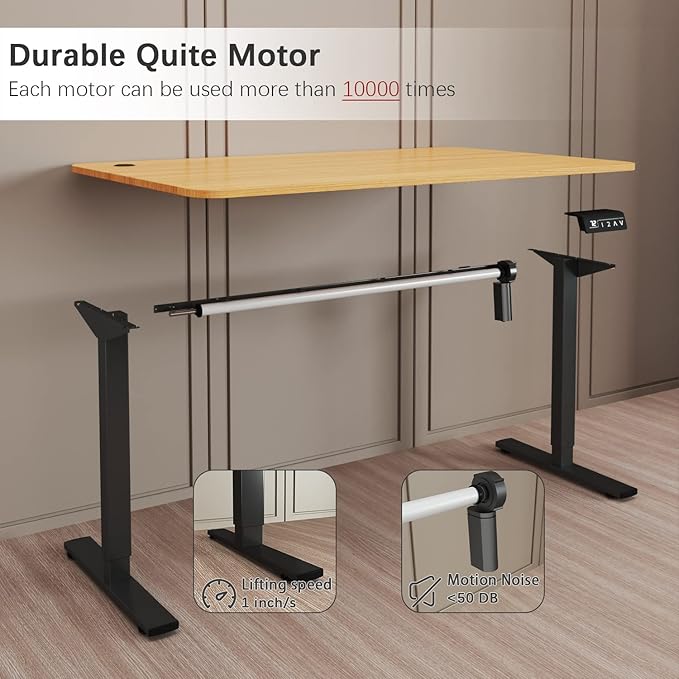 Furmax Electric Height Adjustable Standing Desk Large 55 x 24 Inches Sit Stand Up Desk Home Office Computer Desk Memory Preset with T-Shaped Metal Bracket, Maple