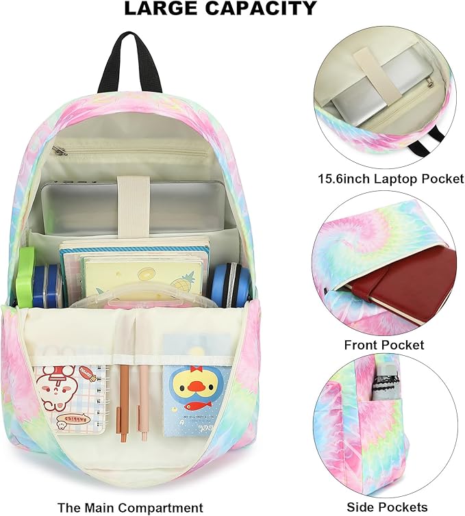 Tie Dye School Backpack for Teens Girls, Womens College Bookbags Laptop Backpacks