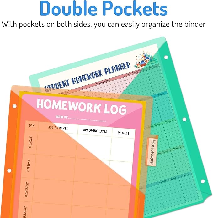 Forvencer 10 Count Dividers with Pockets, 5 Tab Dividers for 3 Ring Binder with Pockets, Subject Dividers with Pockets, Premium Quality Notebook Dividers with Pockets, Multicolor, 2 Sets