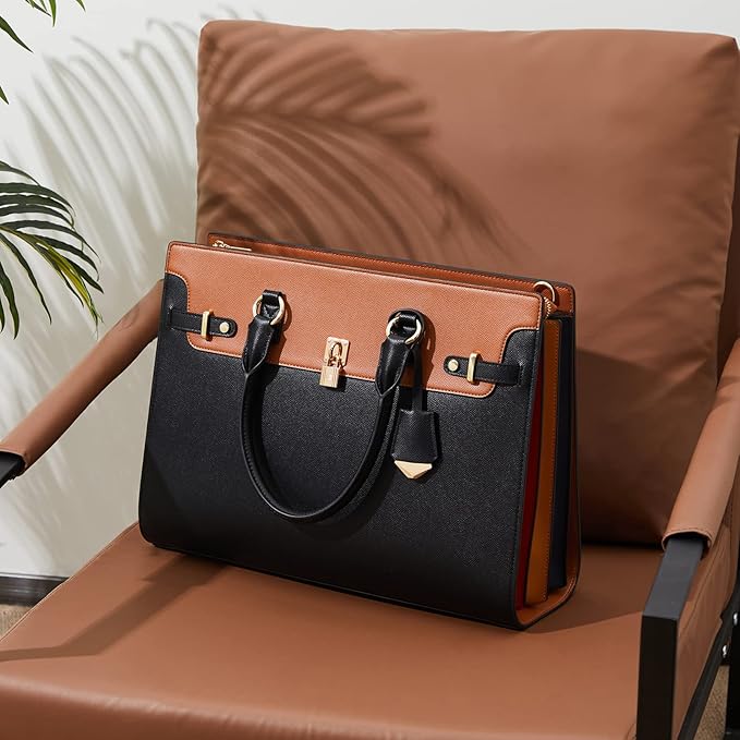 Telena Laptop Tote Bag for Women, 15.6 Inch Shoulder Tote Bag Leather Briefcase for Women, Large Capacity Handbag Bags