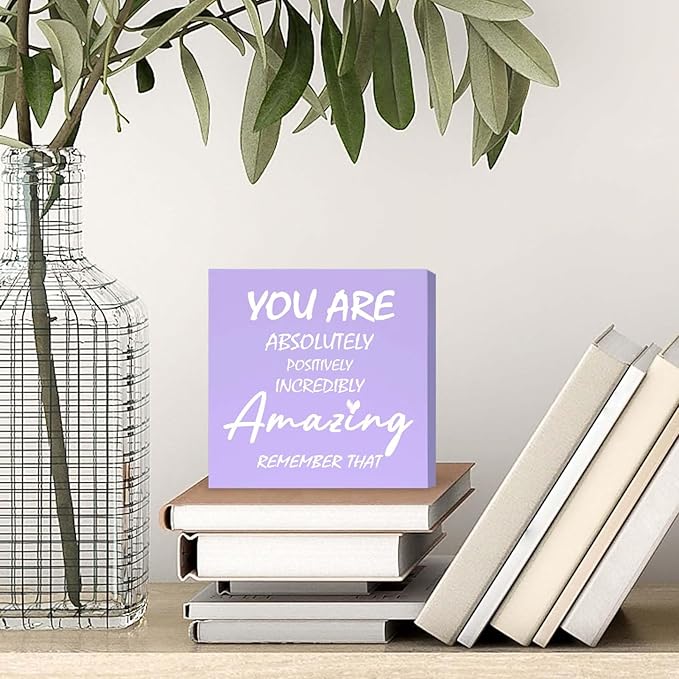Purple Office Decor Desk Accessories Inspirational Purple Gifts for Women You are Amazing Purple Motivational Positive Office Decor Sign Desk Decorations for Women Home & Office Cute Desk Accessories