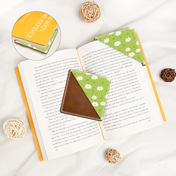 Personalized Leather Bookmarks, Fun & Cute Book Accessories for Reading Lovers, Unbreakable Page Markers for Women Men Girls Boys Student Teacher Kids Retirement Birthday Gifts (Lovely Flower)