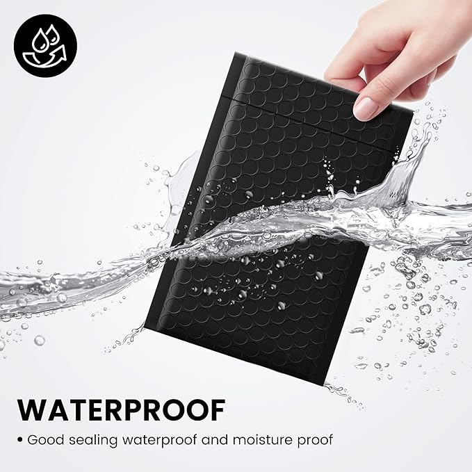 Fuxury 4x8 Bubble Mailer 260 Pack Black Padded Envelopes for Mailing, Small Bubble Mailers Usable Size 4x7" Bubble Envelopes Self-SealPadded Mailers for Small Business Shipping Bulk#000